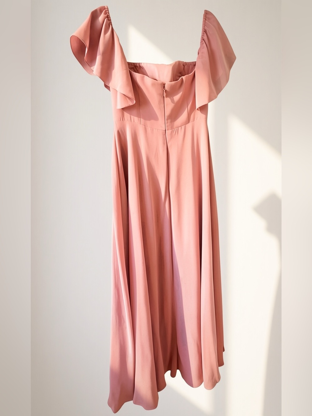 Azazie Dusty Rose Chiffon Flutter Sleeve Bridesmaid Dress Size A6 - Picture 3 of 4
